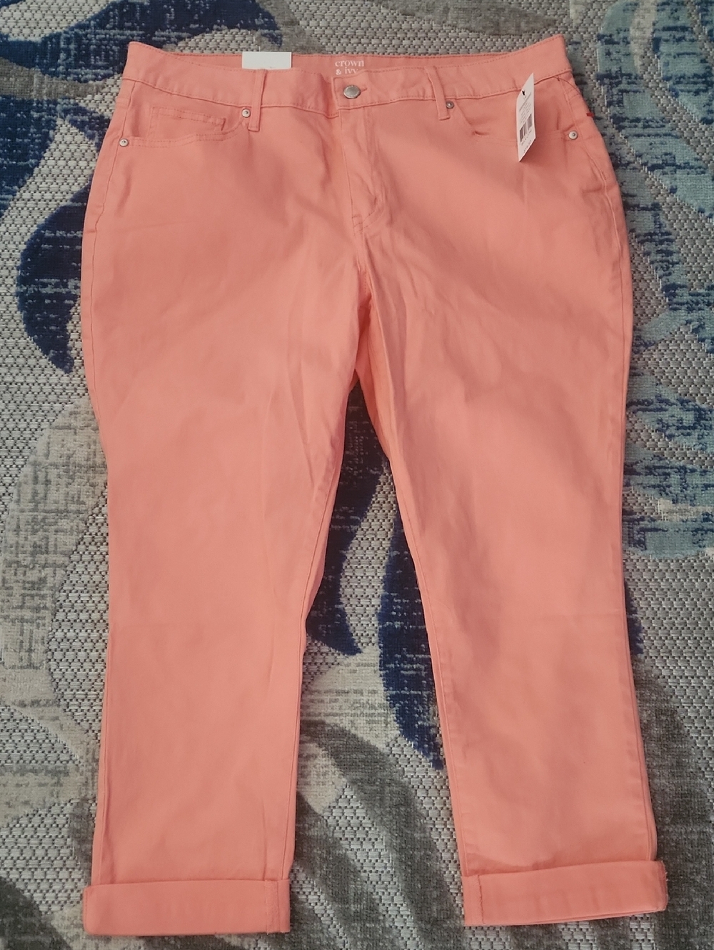 croft & barrow Coral Pink Cropped Straight-Leg Jeans